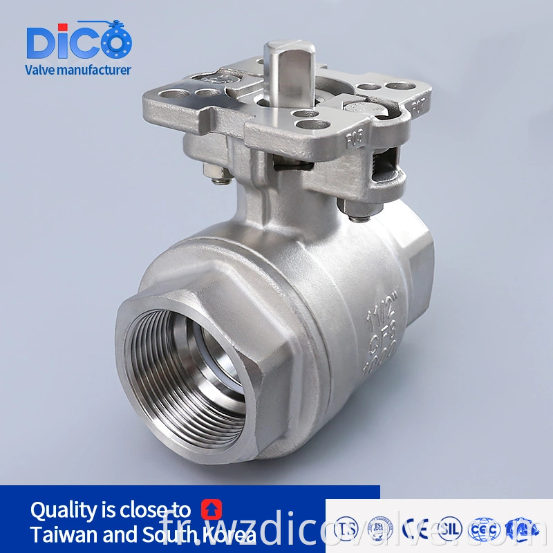 Wenzhou China Investment Casting CF8 / CF8M avec ISO5211 Pad Vis End 2pc Ball Valve